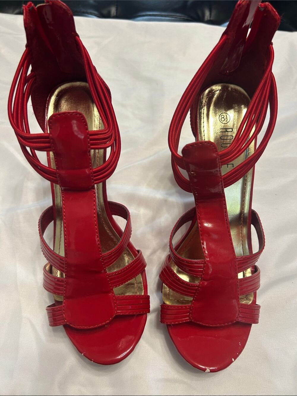 Rouge! Red Strappy Patent High Heel Sandals
